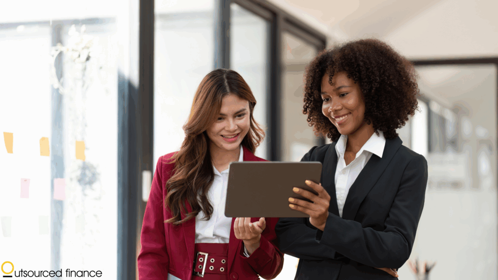 Bookkeeper and accountant collaborating on business finances