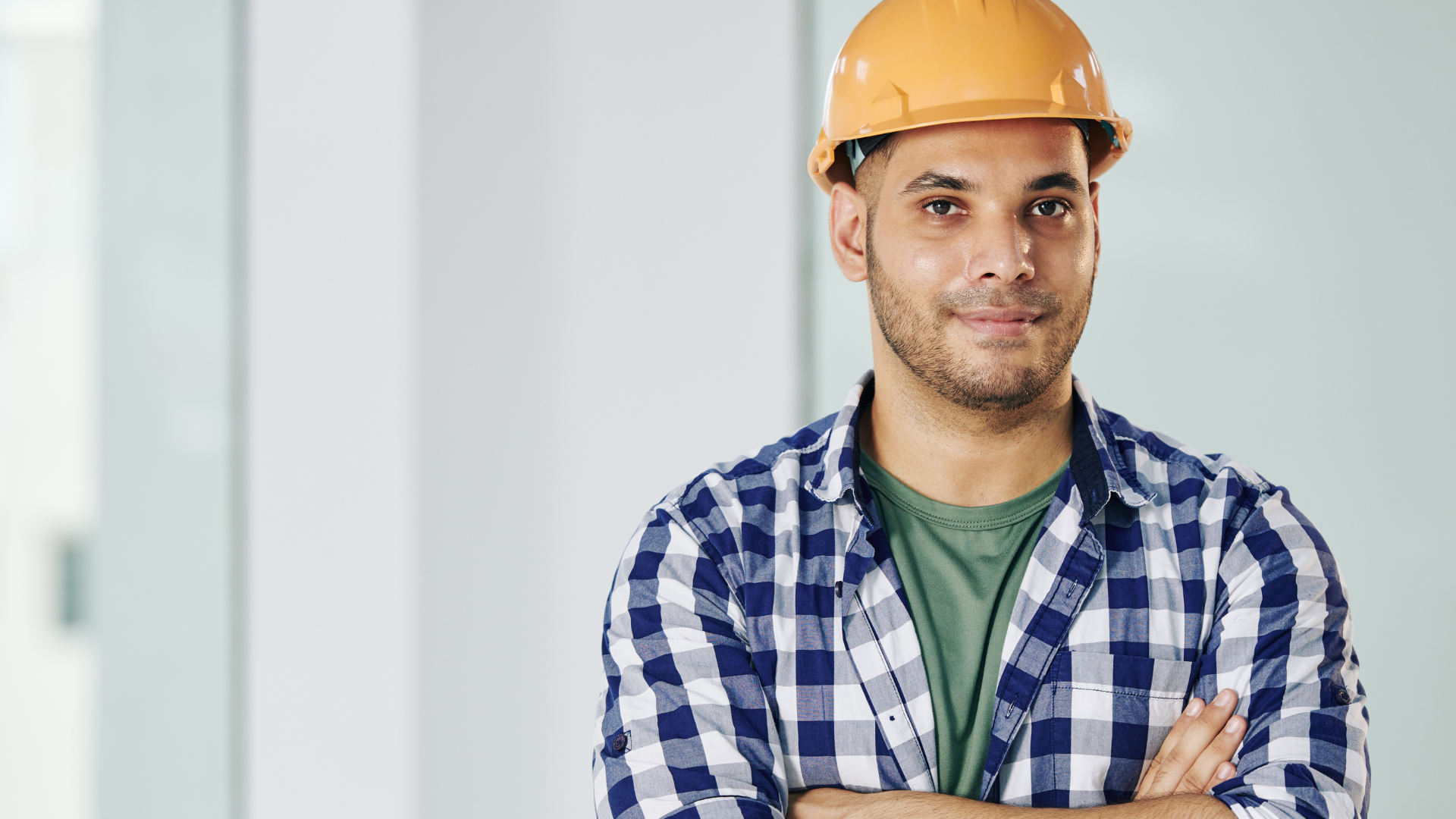 a man wearing a hard hat